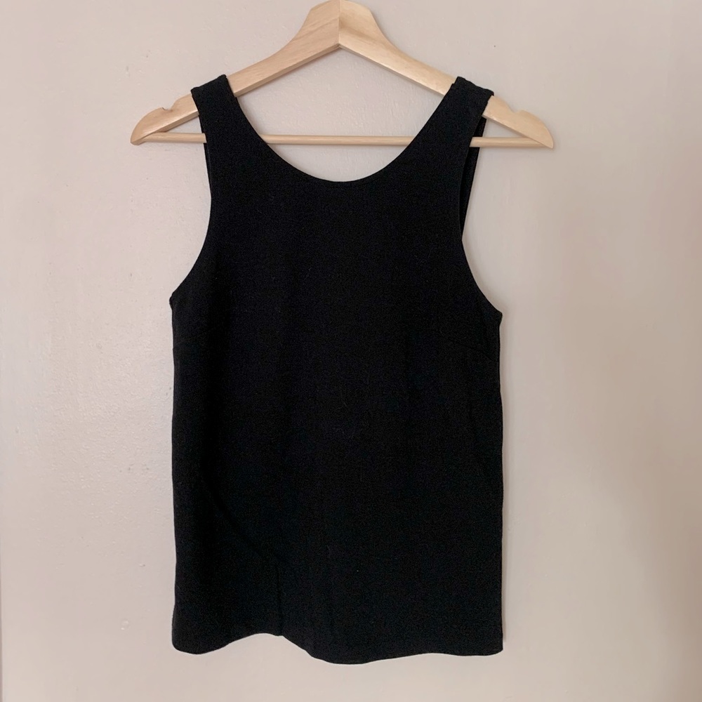 J Crew Fitted Black Tank with Razorback